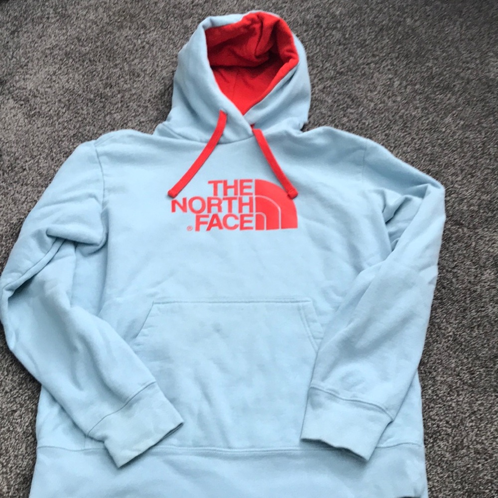 The North Face hooded sweatshirt Medium blue/red